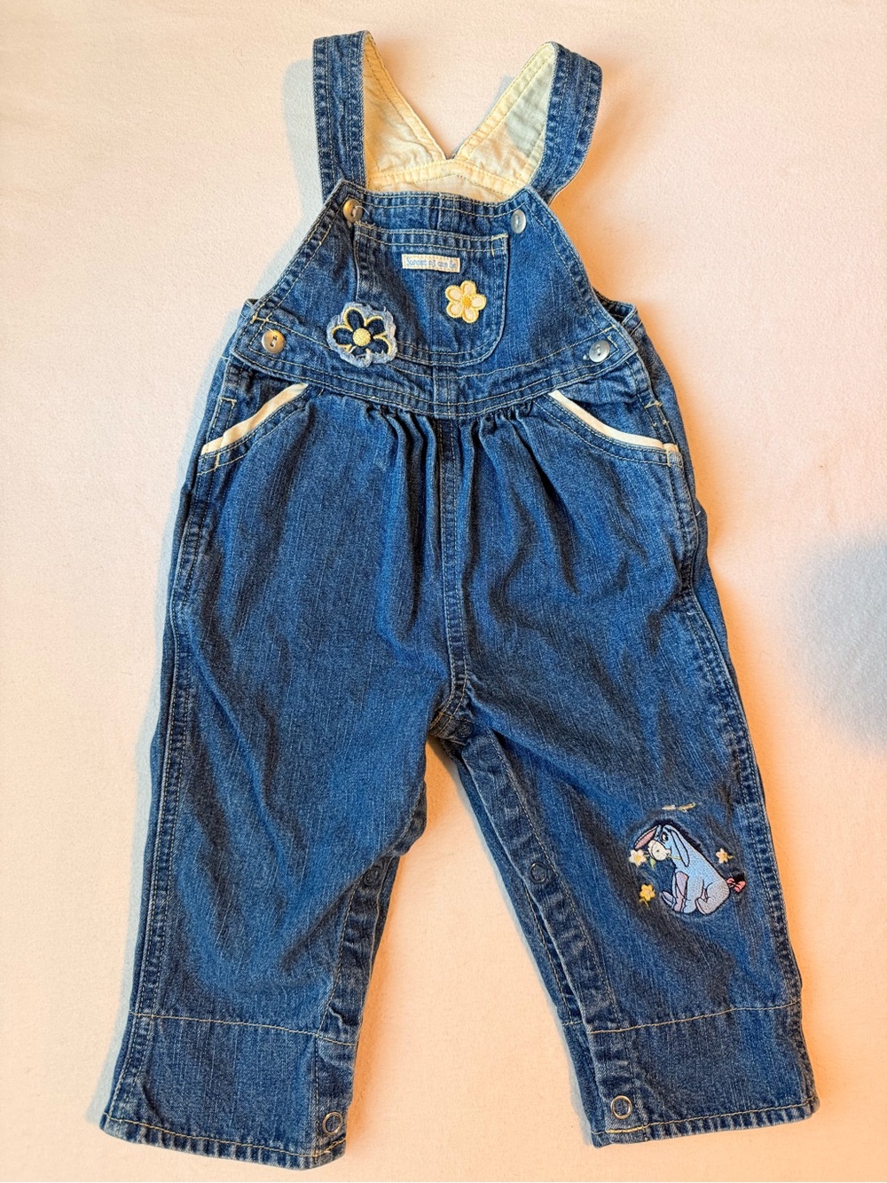 Vintage Disney Store Winnie the Pooh Eeyore Denim Overalls Embroidered Details